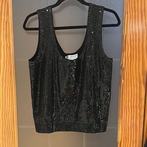 Women's Black Sequin Top